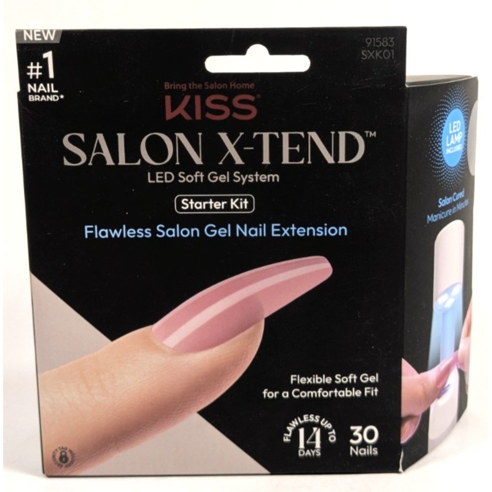 Kiss Salon X-tend LED Soft Gel System Kit - w/ 30 Tone Sculpted Long Color Nails
